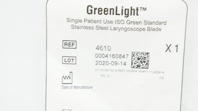 Vyaire 4610 GreenLight Green Standard Stainless Steel Laryngoscope Blade